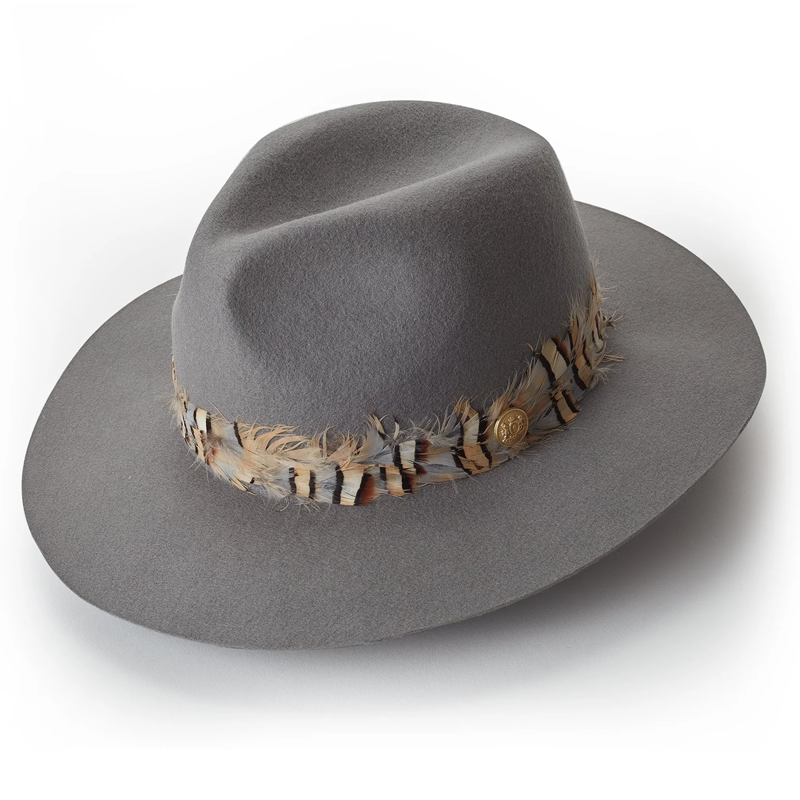 Holland Cooper Trilby Hat Double Feather Band - Light Grey-4